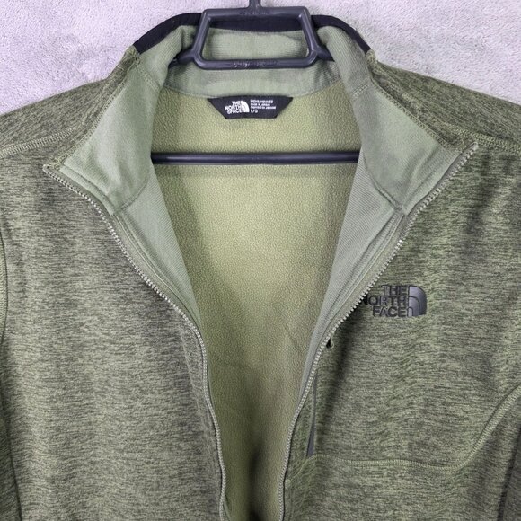 Mens The North Face Green Fleece Jacket Full Zip Polyester Blend Stretch Size L - Picture 4 of 9
